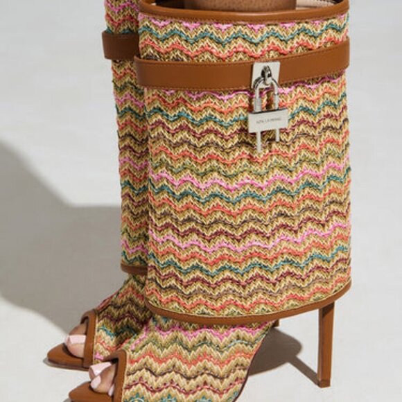 AZALEA WANG " WONDERFUL SHADES WOVEN " MULTI STILETTO BOOTIE(BRAND NEW !!!!!!!!! - Picture 1 of 5